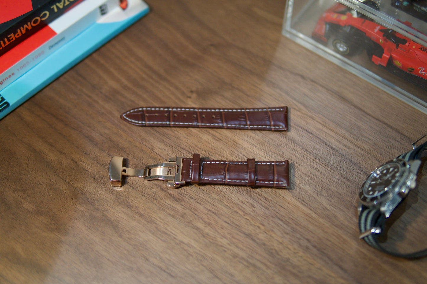 Brown Leather Strap with Rose Gold Clasp