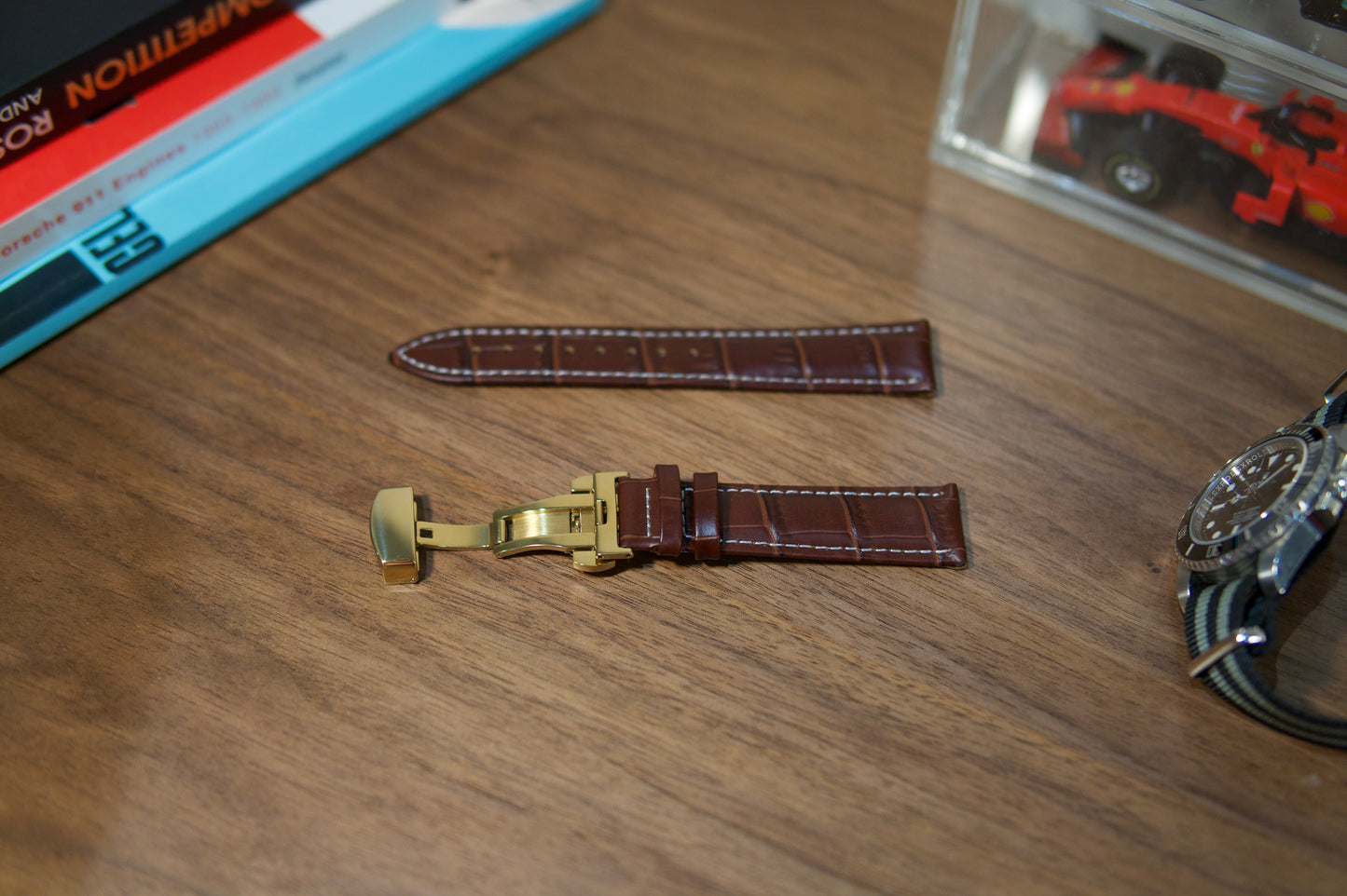 Brown Leather Strap with Gold Clasp