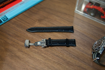 Black Leather Strap with Sliver Clasp